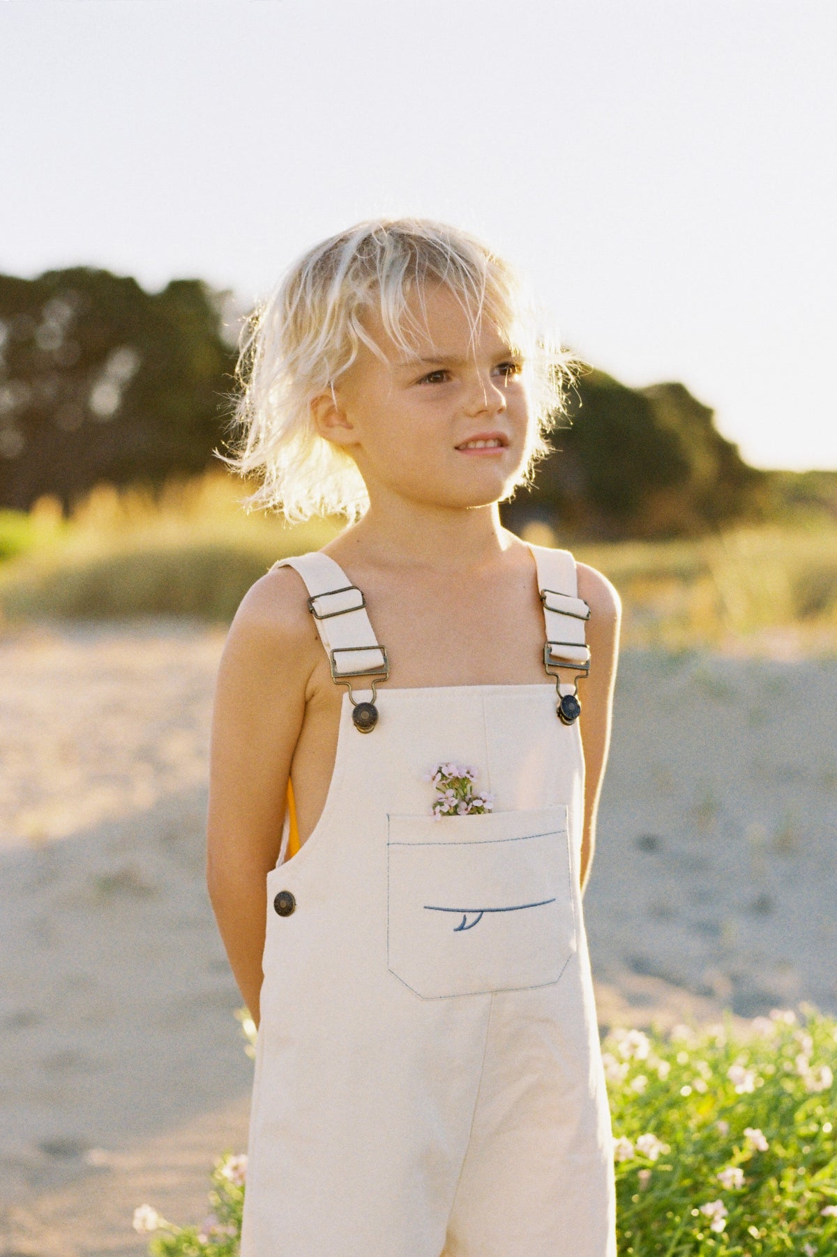 Denim Overalls - Cream